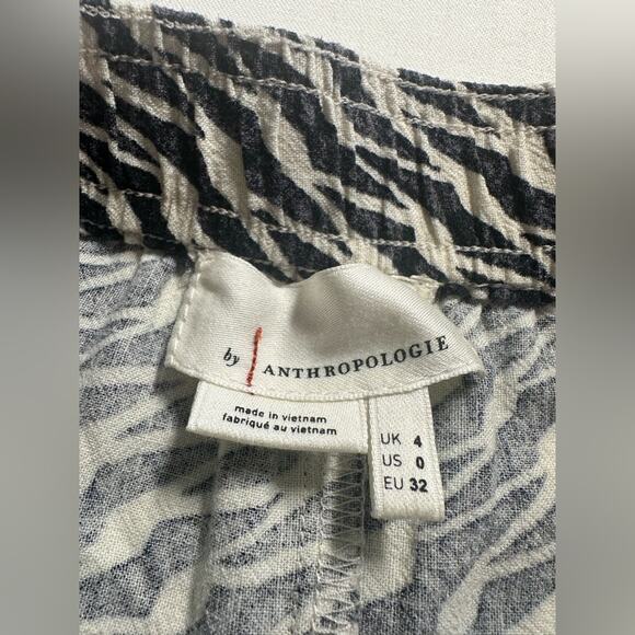 Anthropologie Pants Womens 0 Black White Jogger Linen Blend High Waisted Boho - Picture 5 of 6